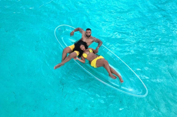 Miracle Watts and Tyler Lepay Clear Kayak Drone Photoshoot